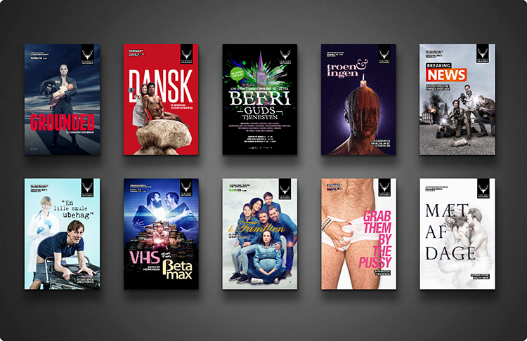 Eksempler på forskellige konceptfotos, som Creative ZOO har lavet for Teatret Svalegangen igennem et mangeårigt samarbejde. 